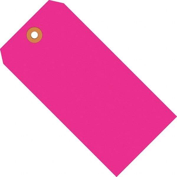 Made in USA - 4-3/4" High x 2-3/8" Long, Safety & Facility Blank Tag - Fluorescent Pink Cardstock - Americas Industrial Supply