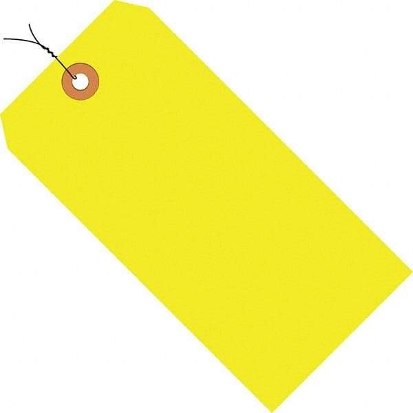 Made in USA - 3-1/4" High x 1-5/8" Long, Safety & Facility Blank Tag - Fluorescent Yellow Cardstock - Americas Industrial Supply