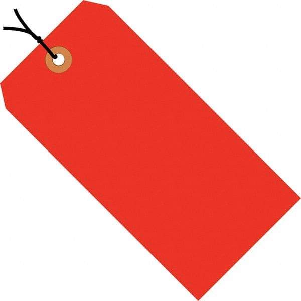 Made in USA - 2-3/4" High x 1-3/8" Long, Safety & Facility Blank Tag - Fluorescent Red Cardstock - Americas Industrial Supply