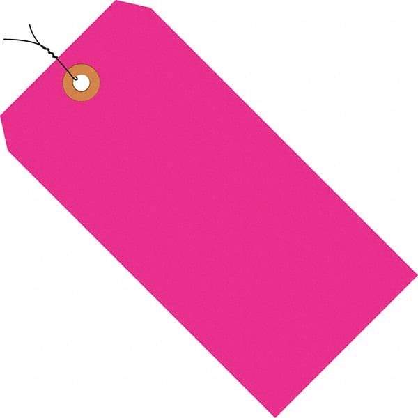 Made in USA - 3-1/4" High x 1-5/8" Long, Safety & Facility Blank Tag - Fluorescent Pink Cardstock - Americas Industrial Supply