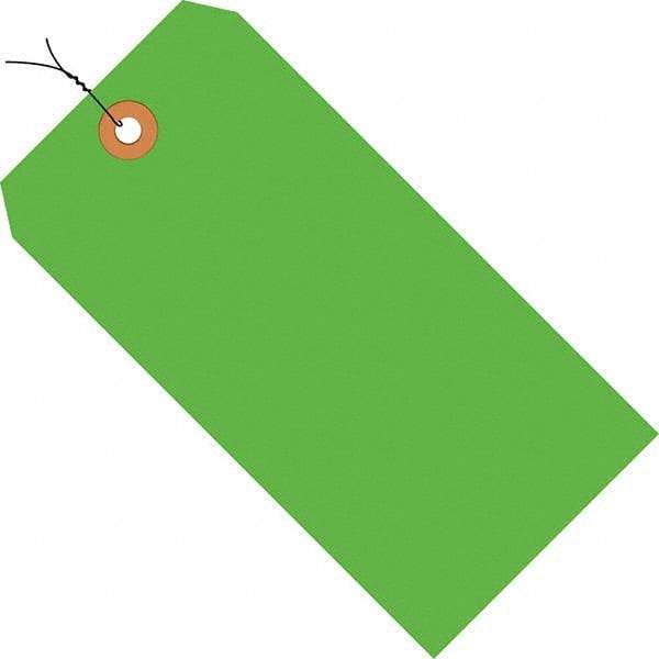 Made in USA - 3-1/4" High x 1-5/8" Long, Safety & Facility Blank Tag - Fluorescent Green Cardstock - Americas Industrial Supply