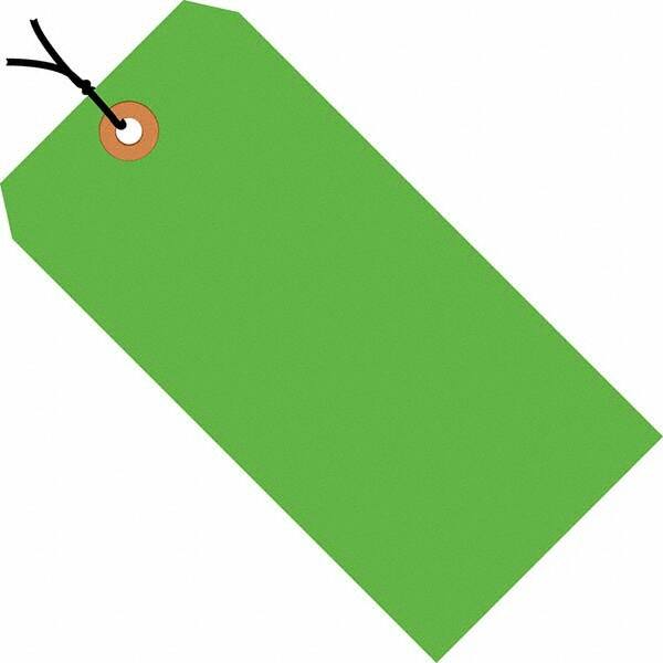 Made in USA - 4-1/4" High x 2-1/8" Long, Safety & Facility Blank Tag - Fluorescent Green Cardstock - Americas Industrial Supply