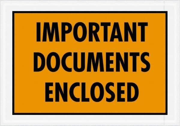 Value Collection - 1,000 Piece, 5-1/4" Long x 7-1/2" Wide, Packing List Envelope - Documents Enclosed, Orange - Americas Industrial Supply
