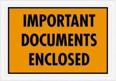 Value Collection - 1,000 Piece, 5-1/4" Long x 7-1/2" Wide, Packing List Envelope - Documents Enclosed, Orange - Americas Industrial Supply