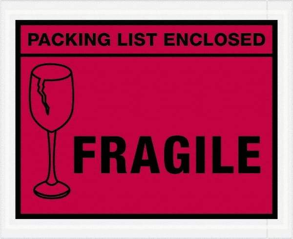 Value Collection - 1,000 Piece, 4-1/2" Long x 5-1/2" Wide, Packing List Envelope - Packing List Enclosed - Fragile, Red - Americas Industrial Supply