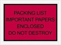 Value Collection - 1,000 Piece, 4-1/2" Long x 6" Wide, Packing List Envelope - Important Papers Enclosed, Red - Americas Industrial Supply