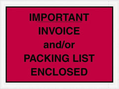 Value Collection - 1,000 Piece, 4-1/2" Long x 6" Wide, Packing List Envelope - Important Invoice and/or Packing List Enclosed, Red - Americas Industrial Supply
