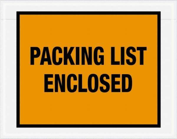 Value Collection - 1,000 Piece, 7" Long x 5-1/2" Wide, Packing List Envelope - Packing List Enclosed, Orange - Americas Industrial Supply