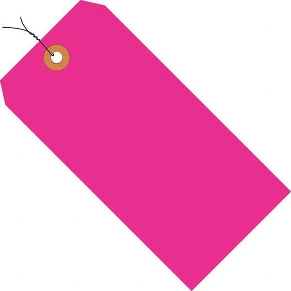 Made in USA - 2-3/4" High x 1-3/8" Long, Safety & Facility Blank Tag - Fluorescent Pink Cardstock - Americas Industrial Supply