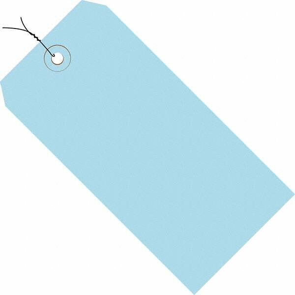 Made in USA - 3-3/4" High x 1-7/8" Long, Safety & Facility Blank Tag - Light Blue Cardstock - Americas Industrial Supply