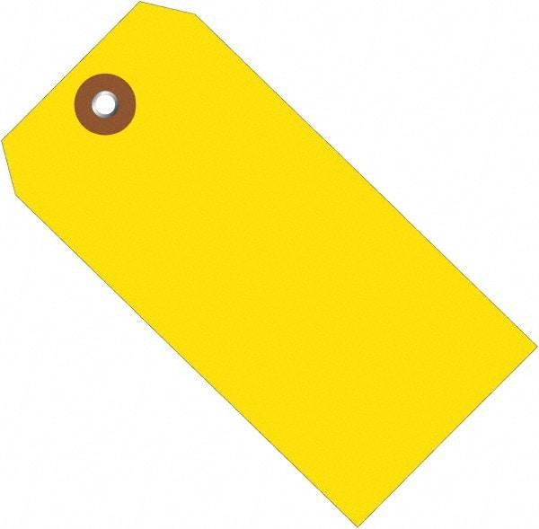 Made in USA - 6-1/4" High x 3-1/8" Long, Safety & Facility Blank Tag - Yellow Vinyl - Americas Industrial Supply