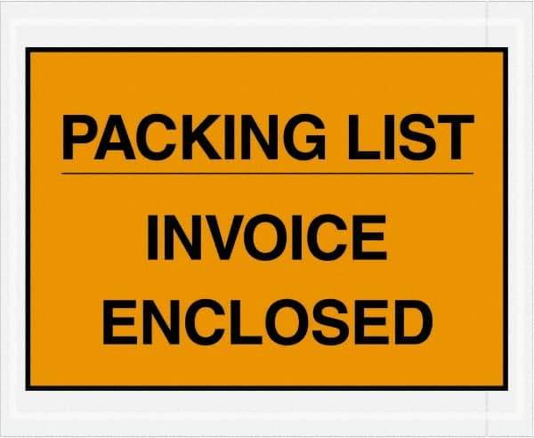 Value Collection - 1,000 Piece, 4-1/2" Long x 5-1/2" Wide, Packing List Envelope - Packing List/Invoice Enclosed, Orange - Americas Industrial Supply