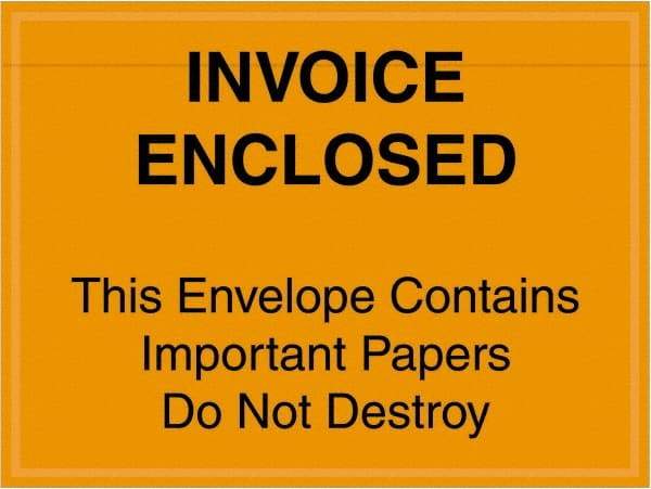 Value Collection - 1,000 Piece, 4-1/2" Long x 6" Wide, Packing List Envelope - Important Papers Enclosed, Orange - Americas Industrial Supply