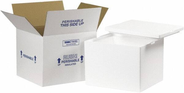 Made in USA - 10" Wide x 12" Long x 9" High Rectangle Insulated Box - 1 Wall, White - Americas Industrial Supply