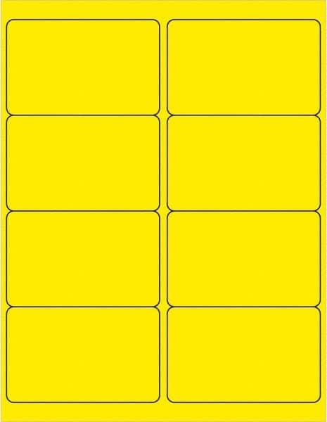 Made in USA - 4" Long, Fluorescent Yellow Paper Laser Label - For Laser Printers - Americas Industrial Supply