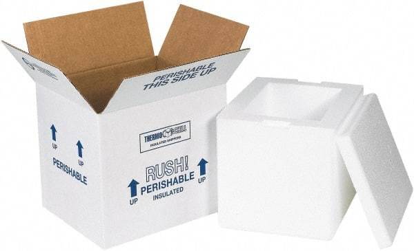 Made in USA - 6" Wide x 8" Long x 7" High Rectangle Insulated Box - 1 Wall, White - Americas Industrial Supply