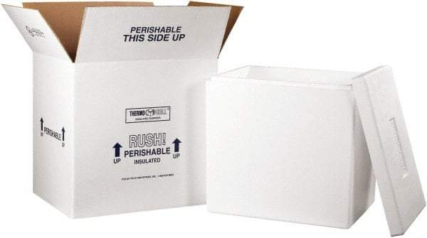 Made in USA - 14" Wide x 18" Long x 19" High Rectangle Insulated Box - 1 Wall, White - Americas Industrial Supply