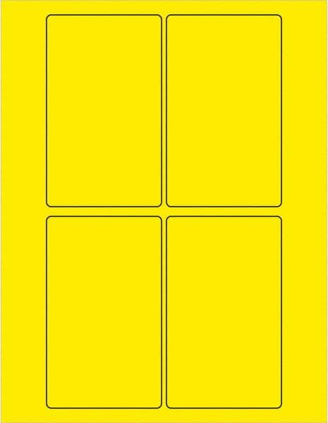 Tape Logic - 5" Long, Fluorescent Yellow Paper Laser Label - For Laser Printers - Americas Industrial Supply