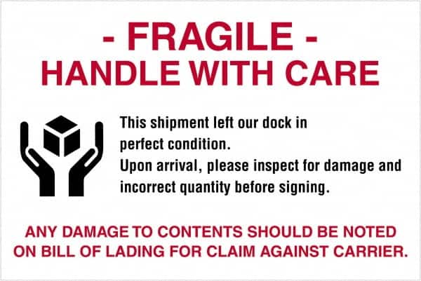 Tape Logic - 6" Long, Red, Black on White Paper Shipping Label - For Multi-Use - Americas Industrial Supply