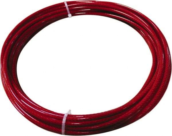 Loos & Co. - 3/16" x 1/8" Diam, Galvanized Steel Wire Rope - 2,000 Lb Breaking Strength, 7 x 19, Vinyl Coating - Americas Industrial Supply