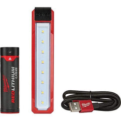 Milwaukee Tool - White LED Bulb, 445 Lumens, Hands-free Flashlight - Black, Red Plastic Body, 1 AAA Lithium Battery Included - Americas Industrial Supply