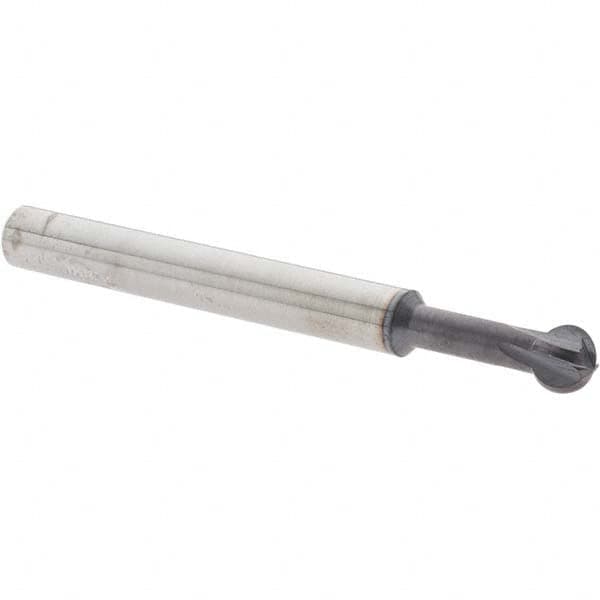 Accupro - 1/4" Diam, 0.213" LOC, 4 Flute Solid Carbide Ball End Mill - nACo Finish, Single End, 2-1/2" OAL, 1/4" Shank Diam, Undercutting - Americas Industrial Supply