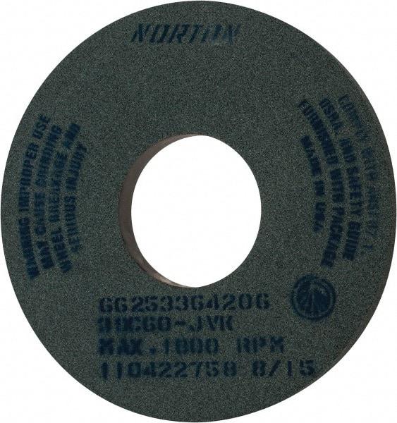 Norton - 14" Diam x 5" Hole x 1" Thick, J Hardness, 60 Grit Surface Grinding Wheel - Silicon Carbide, Type 1, Medium Grade, 1,800 Max RPM, Vitrified Bond, No Recess - Americas Industrial Supply