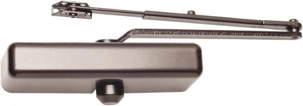 Falcon - Multi Size, Push & Pull Side Mount, Light Medium Duty Multi Size Door Closer Power Operated Damper - Nonhanded, Dark Bronze Finish - Americas Industrial Supply