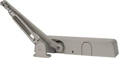 Falcon - Push & Pull Side Mount, Medium Duty Multi Size Hold Open Door Closer Full Cover Power Operated Damper - Nonhanded, Aluminum Finish - Americas Industrial Supply