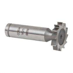 Made in USA - 1" Diam x 3/16" Face Width, Cobalt, 12 Teeth, Shank Connection Woodruff Keyseat Cutter - Uncoated, 2-3/16" OAL x 1/2" Shank, Straight Teeth, ANSI 608, Old Standard 13 - Americas Industrial Supply