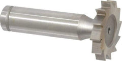 Made in USA - 1-1/8" Diam x 3/16" Face Width, Cobalt, 12 Teeth, Shank Connection Woodruff Keyseat Cutter - Uncoated, 2-3/16" OAL x 1/2" Shank, Straight Teeth, ANSI 609, Old Standard 16 - Americas Industrial Supply