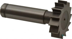 Made in USA - 1-1/4" Diam x 5/16" Face Width, Cobalt, 14 Teeth, Shank Connection Woodruff Keyseat Cutter - Uncoated, 2-5/16" OAL x 1/2" Shank, Straight Teeth, ANSI 1010, Old Standard D - Americas Industrial Supply