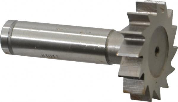 Made in USA - 1-3/8" Diam x 5/16" Face Width, Cobalt, 14 Teeth, Shank Connection Woodruff Keyseat Cutter - Uncoated, 2-5/16" OAL x 1/2" Shank, Straight Teeth, ANSI 1011, Old Standard 23 - Americas Industrial Supply