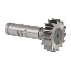 Made in USA - 1-1/4" Diam x 3/8" Face Width, Cobalt, 14 Teeth, Shank Connection Woodruff Keyseat Cutter - Uncoated, 2-3/8" OAL x 1/2" Shank, Straight Teeth, ANSI 1210, Old Standard E - Americas Industrial Supply