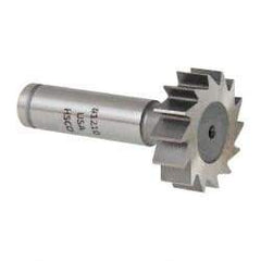 Made in USA - 1-1/4" Diam x 3/8" Face Width, Cobalt, 14 Teeth, Shank Connection Woodruff Keyseat Cutter - Uncoated, 2-3/8" OAL x 1/2" Shank, Straight Teeth, ANSI 1210, Old Standard E - Americas Industrial Supply