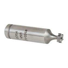 Made in USA - 5/16" Diam x 3/32" Face Width, Cobalt, 6 Teeth, Shank Connection Woodruff Keyseat Cutter - Uncoated, 2-3/32" OAL x 1/2" Shank, Staggered Teeth, ANSI 302-1/2, Old Standard 207 - Americas Industrial Supply