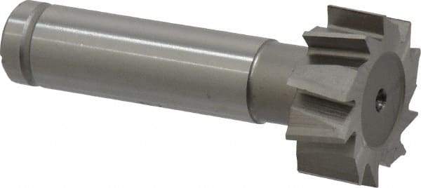 Made in USA - 1" Diam x 3/8" Face Width, Cobalt, 10 Teeth, Shank Connection Woodruff Keyseat Cutter - Uncoated, 2-3/8" OAL x 1/2" Shank, Staggered Teeth, ANSI 1208, Old Standard 152 - Americas Industrial Supply