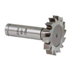 Made in USA - 1-1/2" Diam x 1/4" Face Width, Cobalt, 14 Teeth, Shank Connection Woodruff Keyseat Cutter - Uncoated, 2-1/4" OAL x 1/2" Shank, Staggered Teeth, ANSI 812, Old Standard 24 - Americas Industrial Supply