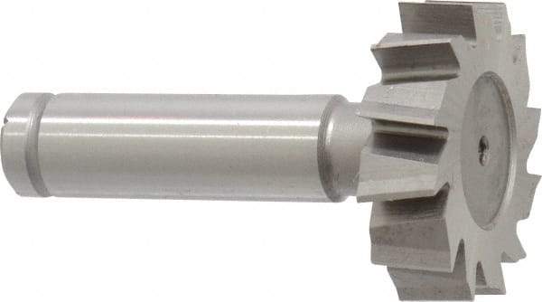 Made in USA - 1-3/8" Diam x 3/8" Face Width, Cobalt, 12 Teeth, Shank Connection Woodruff Keyseat Cutter - Uncoated, 2-3/8" OAL x 1/2" Shank, Staggered Teeth, ANSI 1211, Old Standard F - Americas Industrial Supply