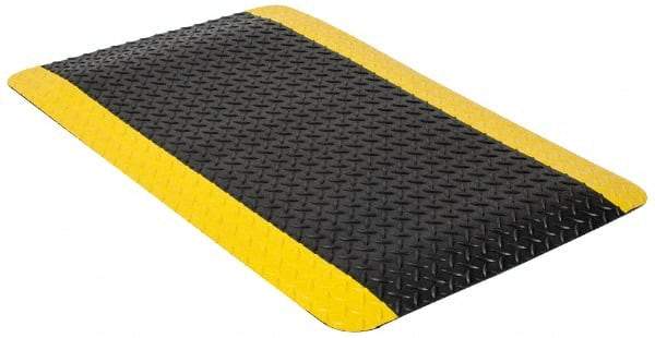 PRO-SAFE - 4' Long x 2' Wide, Dry Environment, Anti-Fatigue Matting - Black & Yellow, Vinyl with Vinyl Sponge Base, Beveled on 4 Sides - Americas Industrial Supply