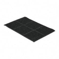 PRO-SAFE - 3' Long x 2' Wide, Dry/Wet Environment, Anti-Fatigue Matting - Black, SBR Rubber with Rubber Base - Americas Industrial Supply