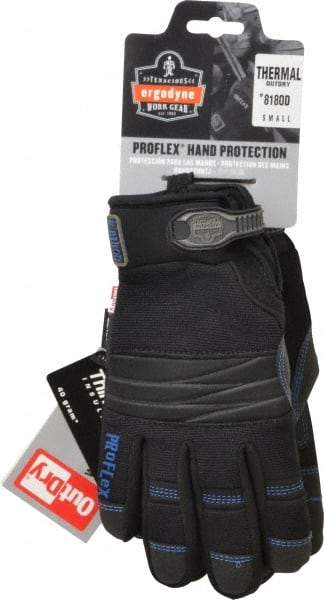 Ergodyne - Size S PVC Coated Cold Protection & Waterproof Work Gloves - Palm & Fingers Coated, Hook & Loop Cuff, Black, Paired - Americas Industrial Supply