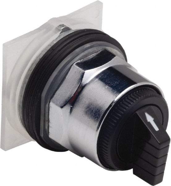 Schneider Electric - 30mm Mount Hole, 3 Position, Knob and Pushbutton Operated, Selector Switch Only - Black, Maintained (MA), without Contact Blocks, Weatherproof and Dust and Oil Resistant - Americas Industrial Supply