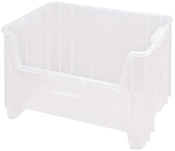 Quantum Storage - 15-1/4" Deep, Clear Polypropylene Hopper Stacking Bin - 12-7/16" High x 19-7/8" Wide x 15-1/4" Long - Americas Industrial Supply