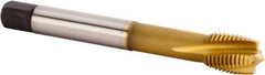 Kennametal - M16x1.50 Metric Fine 4 Flute 6HX Plug Spiral Flute Tap - Powdered Metal, TiCN/TiN Finish, 100mm OAL, Left Hand Flute, Right Hand Thread, Series T620 - Americas Industrial Supply