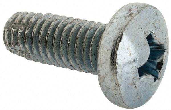 Value Collection - 3/8-16 UNC Thread, 1" Length Under Head, #4 Phillips Drive Steel Thread Cutting Screw - Pan Head, Grade 1016-1024, Point Type F, Zinc-Plated Finish - Americas Industrial Supply