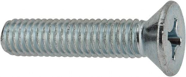 Value Collection - 3/8-16 UNC, 1-3/4" OAL Phillips Drive Machine Screw - Flat Head, Grade J82 Steel, Zinc-Plated Finish, Without Washer - Americas Industrial Supply