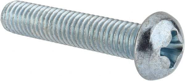 Value Collection - 3/8-16 UNC, 2" Length Under Head Phillips Drive Machine Screw - Round Head, Grade J82 Steel, Zinc-Plated Finish, Without Washer - Americas Industrial Supply