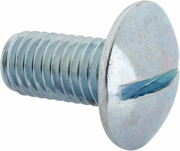 Value Collection - 1/2-13 UNC, 1" Length Under Head Slotted Drive Machine Screw - Truss Head, Grade J82 Steel, Zinc-Plated Finish, Without Washer - Americas Industrial Supply