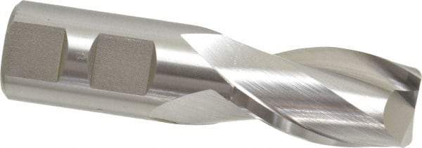 Hertel - 27/32", 1-1/2" LOC, 7/8" Shank Diam, 3-1/2" OAL, 2 Flute, High Speed Steel Square End Mill - Single End, Uncoated, Spiral Flute, 30° Helix, Centercutting, Right Hand Cut, Right Hand Flute - Americas Industrial Supply
